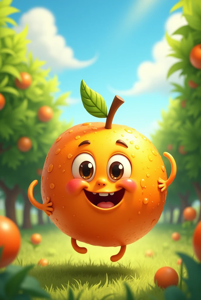 Generated orange fruit cartoon ai images 