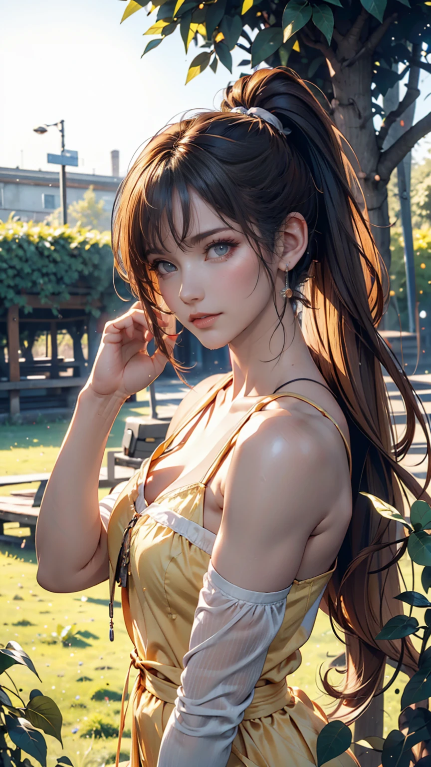 photoRealistic,Realistic, alone, photoRealistic, Highest quality, Ultra-high resolution, One person女の子,, , Blonde hair in a ponytail, Wearing a yellow sundress, A gentle breeze blowing through the grass,, , One person,, beautiful, masterpiece, Highest quality, Highly detailed face, Perfect lighting, One person, alone,, , Highest quality, Ultra-high resolution, photoRealistic,, Super detailed,, masterpiece, Highest quality, , Nancy 1,
