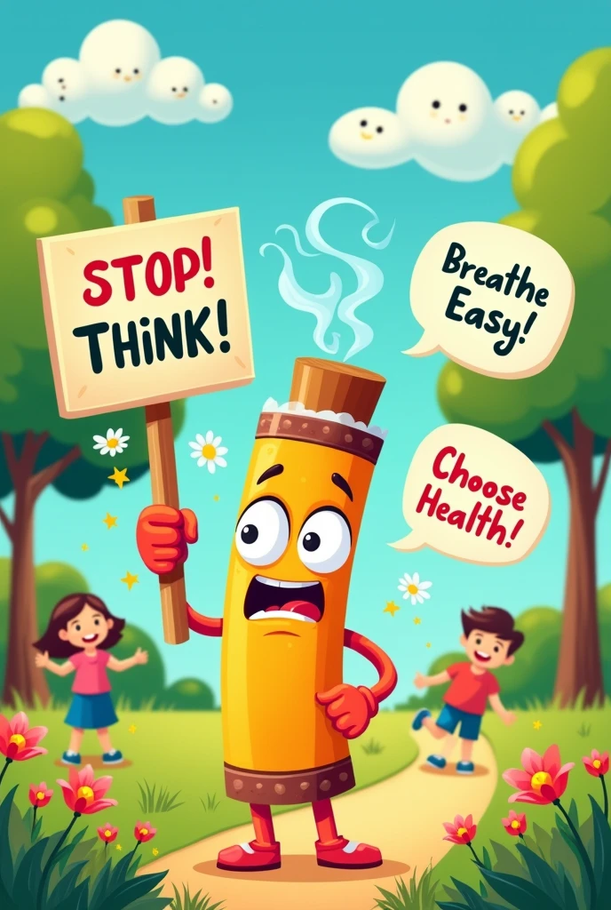 Make a simple poster about stoping smoking habits make it more cartoony and simple
