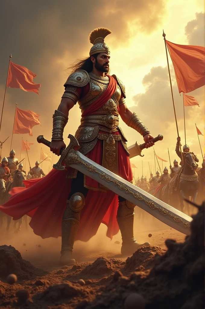 Maharana sanga the Indian Hindu warrior unbeatable fighting in battlefield image