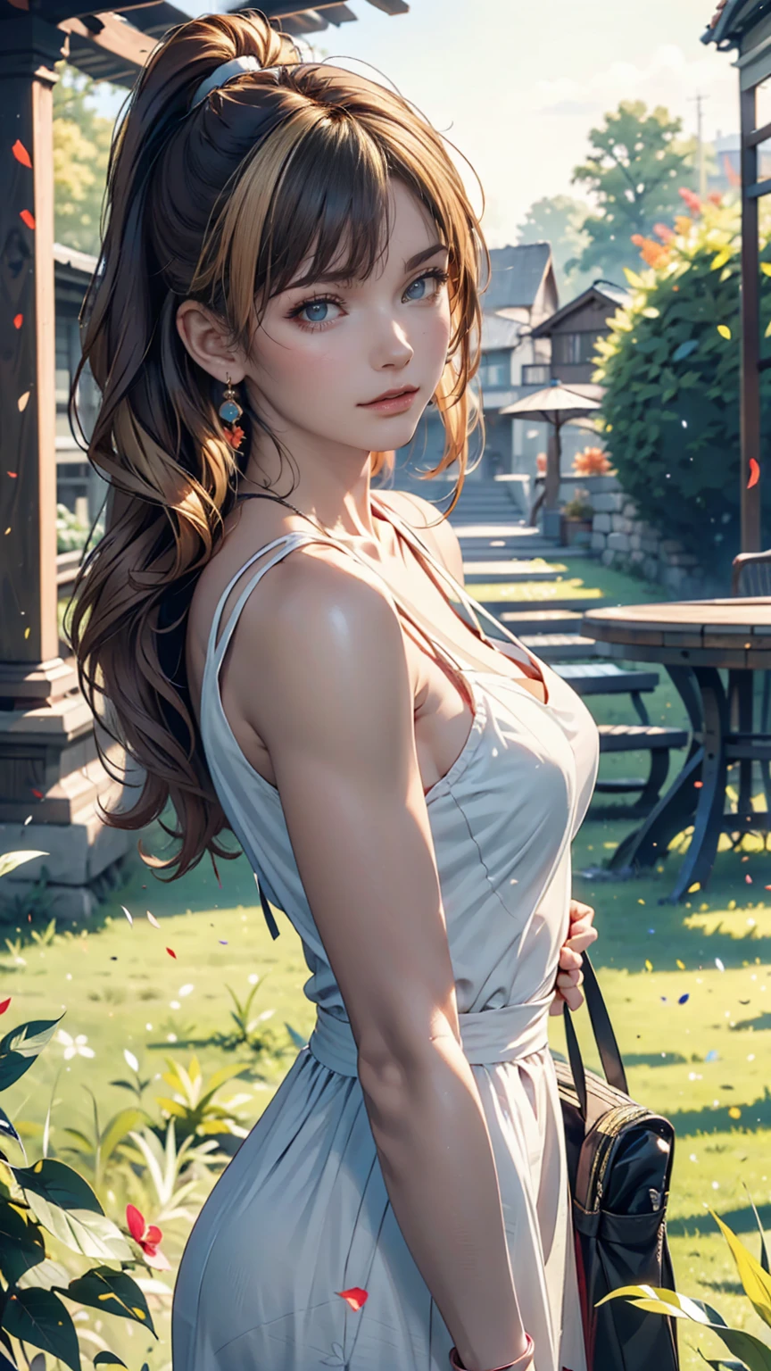 photoRealistic,Realistic, alone, photoRealistic, Highest quality, Ultra-high resolution, One person女の子,, , Blonde hair in a ponytail, Wearing a yellow sundress, A gentle breeze blowing through the grass,, , One person,, beautiful, masterpiece, Highest quality, Highly detailed face, Perfect lighting, One person, alone,, , Highest quality, Ultra-high resolution, photoRealistic,, Super detailed,, masterpiece, Highest quality, , Nancy 1, 