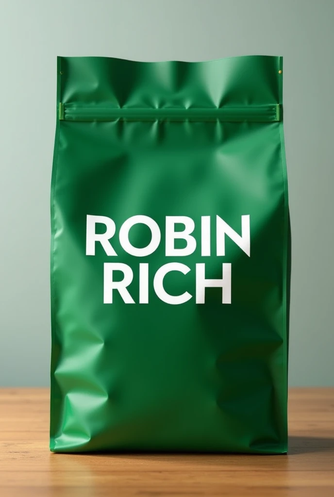 Dark green HDPE polybag with ROBIN RICH written in white