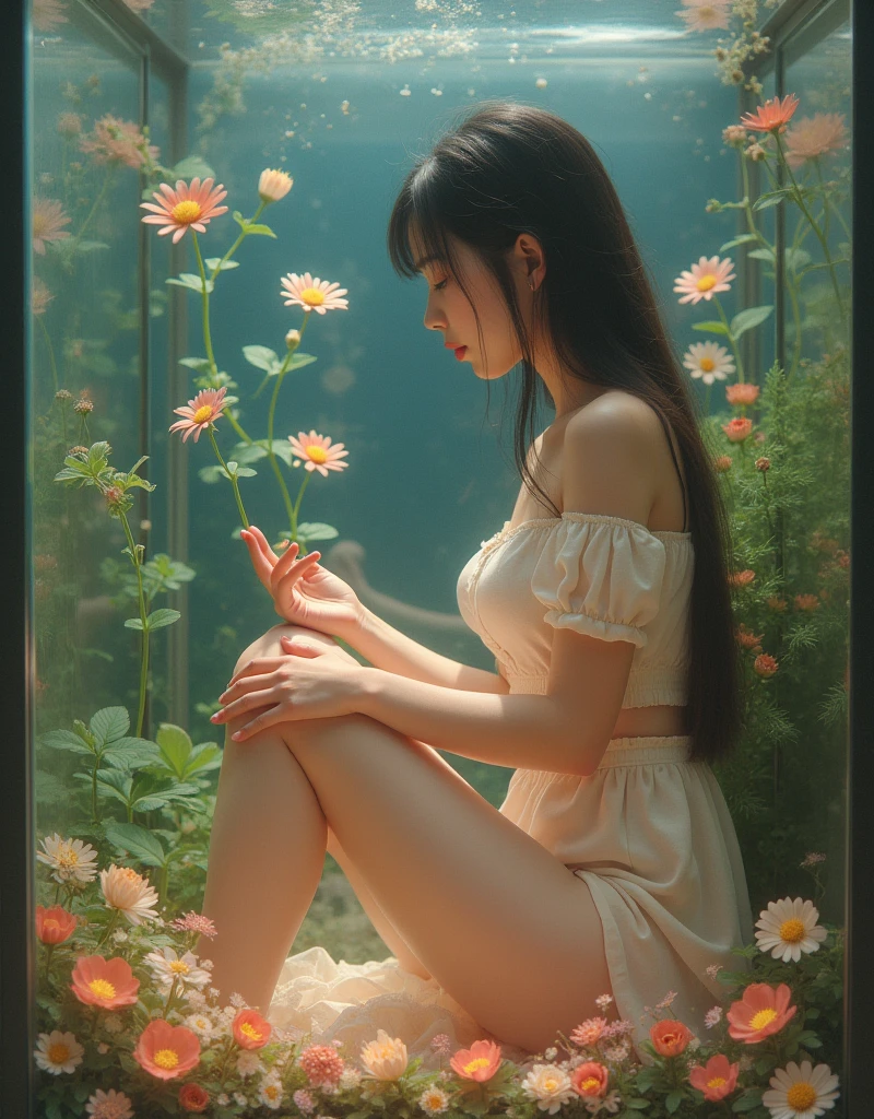 {{{{{3,318 trillion pixels high resolution, nsfw, Realistic scenery and lovely Japanese girl who is moaning madly as her nudity sexual masturbation that traces her sexual zone repeatedly with her fingers in a Cylindrical floral aquarium herbarium, thicken the lips look pretty, Her luminous clitoris, Boobs are fluffy and bouncy, Tits that get rounder bigger her deep tight cleavage}}}}}, {{{{{Erotic-romantic composition in which she does her first masturbation as her budding sexual desire is amplified more and more with the emotional drift of youth, detail of The panting face and voice of a neat and cheerful girl loved by everyone, Her nipples and romantic deep panting depicted in detail}}}}},{{{{{the Cylindrical floral aquarium herbarium filled with female hormones cause the innocent girl to flush her face remains a girl only her body changes rapidly tits swelled up to form two beautiful mounds revealing a tight cleavage, A neat girl who sitting and opens her crotch traces her crotch with her fingertips and with a moan experiences her first climax, It's too cute and innocent to see her go into her own world nipples out mouth open panting and freshly learned sexual masturbation as she climaxes over and over again, magical in a Cylindrical floral aquarium herbarium filled with oil, All the sexiness that's amplified inside her makes her gasp, her beautiful slender underbust, slender curvy cute waistline, an lewd fetish for lips and necks and waistlines, her clearer nip line from underbust to hips, gloomy straight long wig, thick vivid lips}}}}},{{Extremely detailed}}, {{{{{Heroine girl with a pure and innocent aura has an overly sensitive, sexually unused body}}}}}