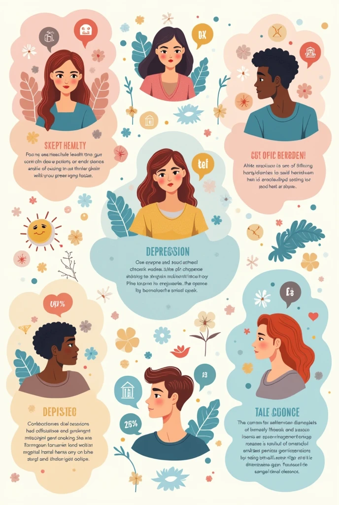 Generate me an simple infograpic design about mental health issues