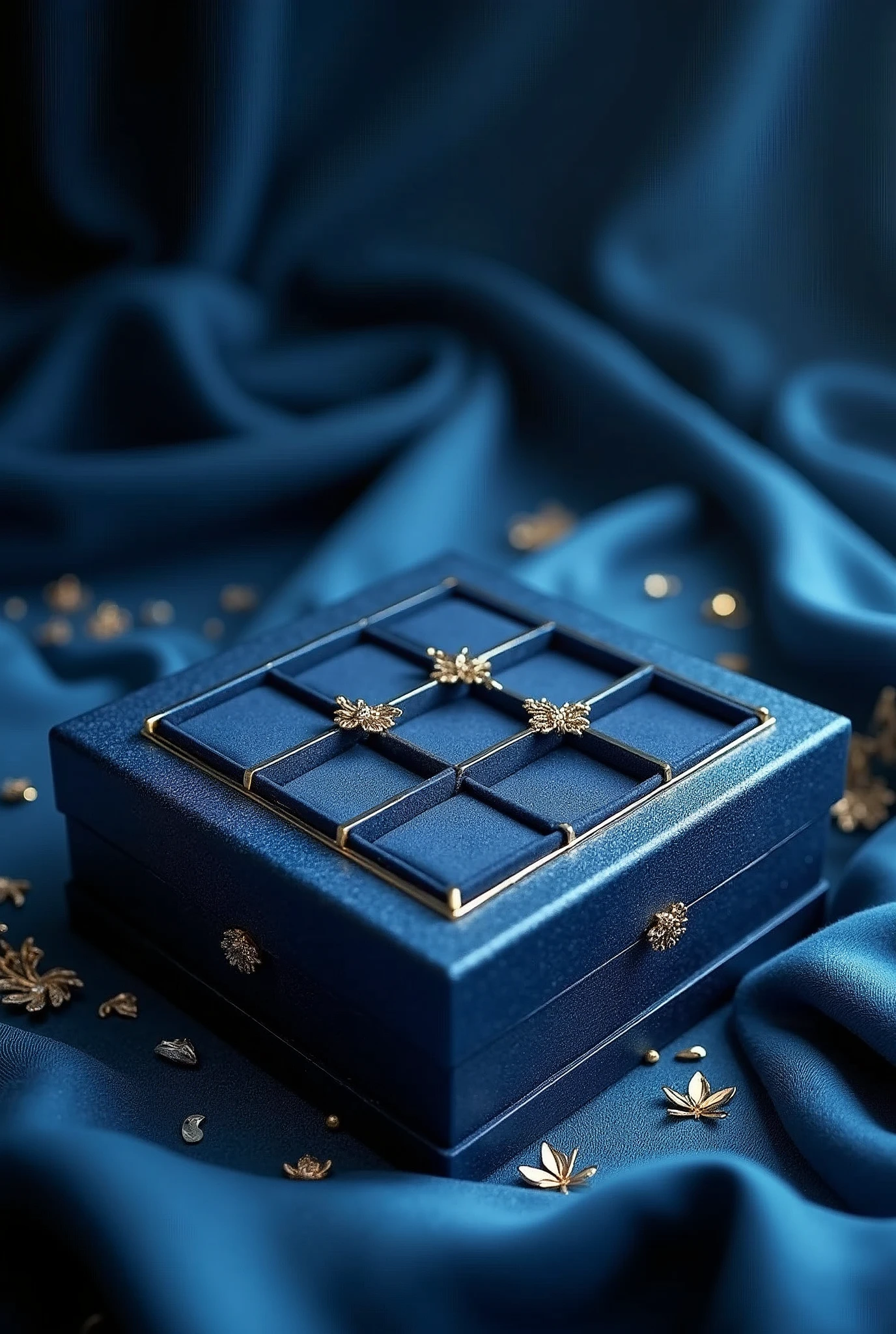 Exquisite square gift box,Open-style with 9 compartments inside,Luxury and high-end,Blue