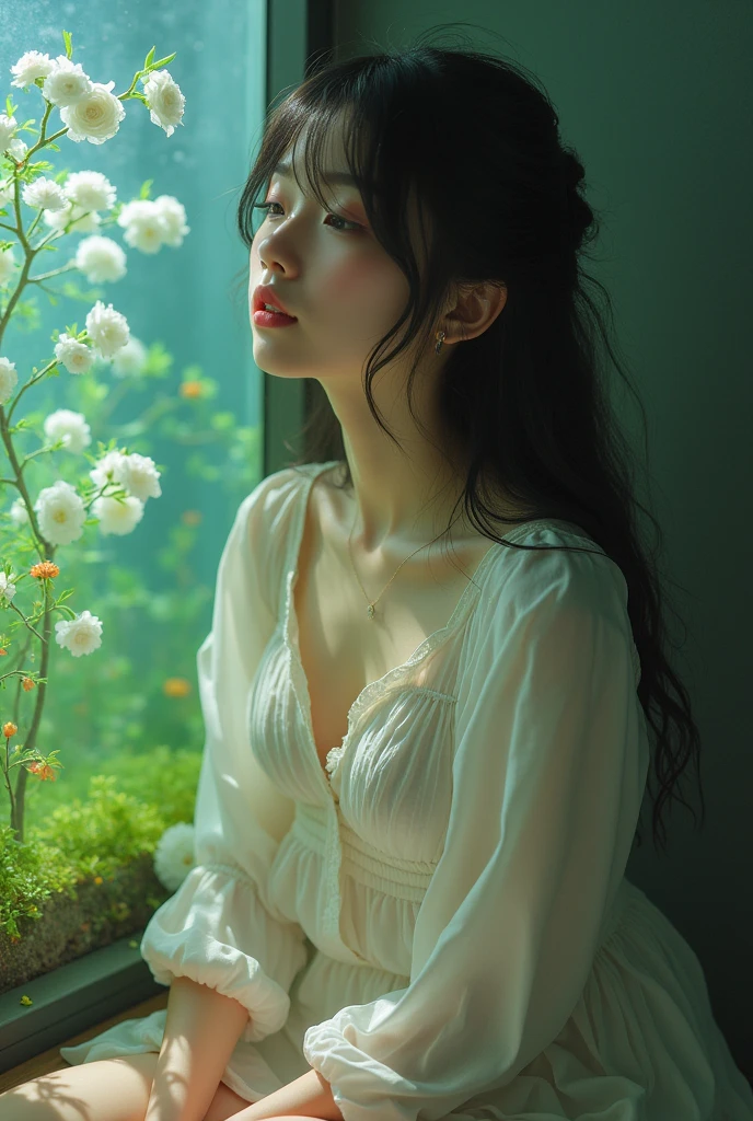 {{{{{3,318 trillion pixels high resolution, nsfw, Realistic scenery and lovely Japanese girl who is moaning madly as her nudity sexual masturbation that traces her sexual zone repeatedly with her fingers in a Cylindrical floral aquarium herbarium, thicken the lips look pretty, Her luminous clitoris, Boobs are fluffy and bouncy, Tits that get rounder bigger her deep tight cleavage}}}}}, {{{{{Erotic-romantic composition in which she does her first masturbation as her budding sexual desire is amplified more and more with the emotional drift of youth, detail of The panting face and voice of a neat and cheerful girl loved by everyone, Her nipples and romantic deep panting depicted in detail}}}}},{{{{{the Cylindrical floral aquarium herbarium filled with female hormones cause the innocent girl to flush her face remains a girl only her body changes rapidly tits swelled up to form two beautiful mounds revealing a tight cleavage on her cute blouse A neat girl who sitting and opens her crotch traces her crotch with her fingertips and with a moan experiences her first climax, It's too cute and innocent to see her go into her own world nipples out mouth open panting and freshly learned sexual masturbation as she climaxes over and over again, magical in a Cylindrical floral aquarium herbarium filled with oil, All the sexiness that's amplified inside her makes her gasp, her beautiful slender underbust, slender curvy cute waistline, an lewd fetish for lips and necks and waistlines, her clearer nip line from underbust to hips, gloomy straight long wig, thick vivid lips}}}}},{{Extremely detailed}}, {{{{{Heroine girl with a pure and innocent aura has an overly sensitive, sexually unused body}}}}}