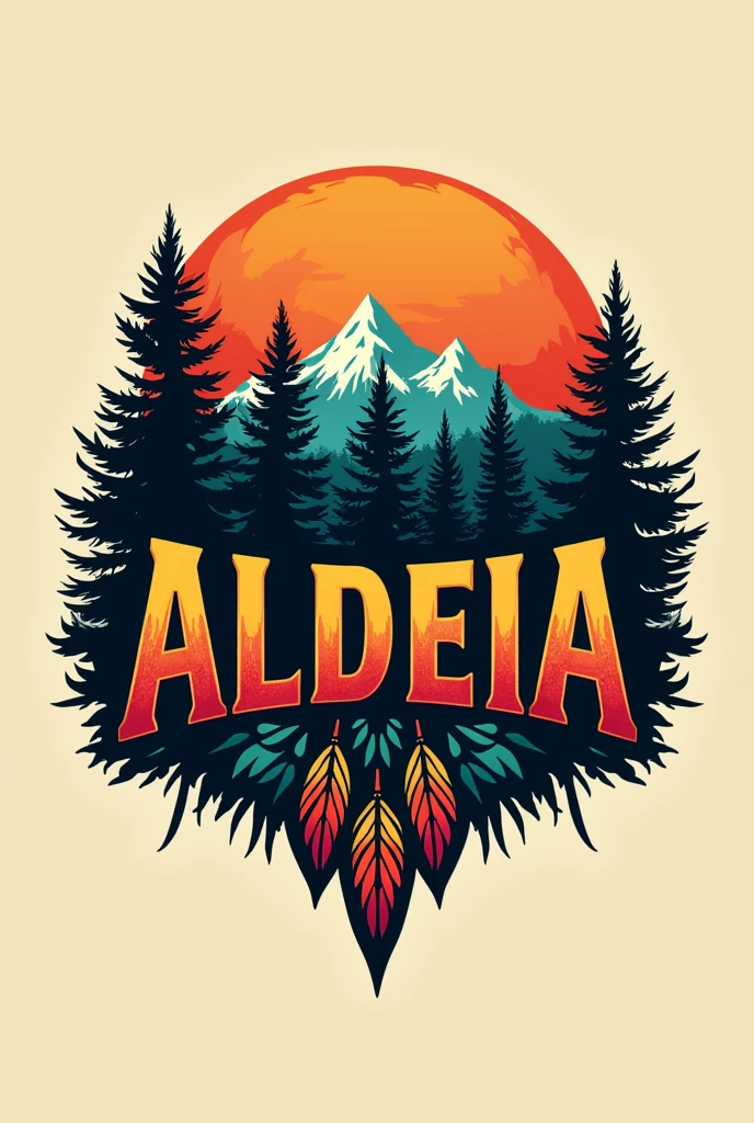 Create a sports logo with the name aldeia, indigenous theme