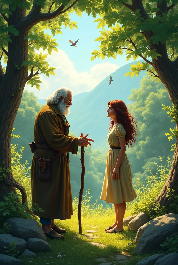 The old man, Henry, shares the spring's location with Emily, but warns her of a treacherous path and a hidden danger.