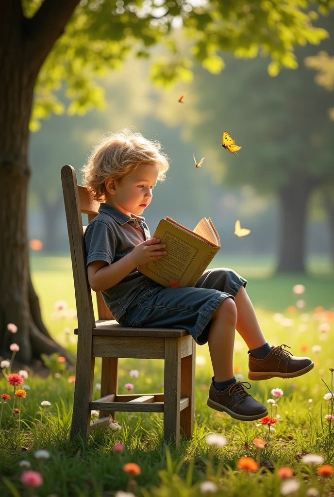 A boy with chair siddown image