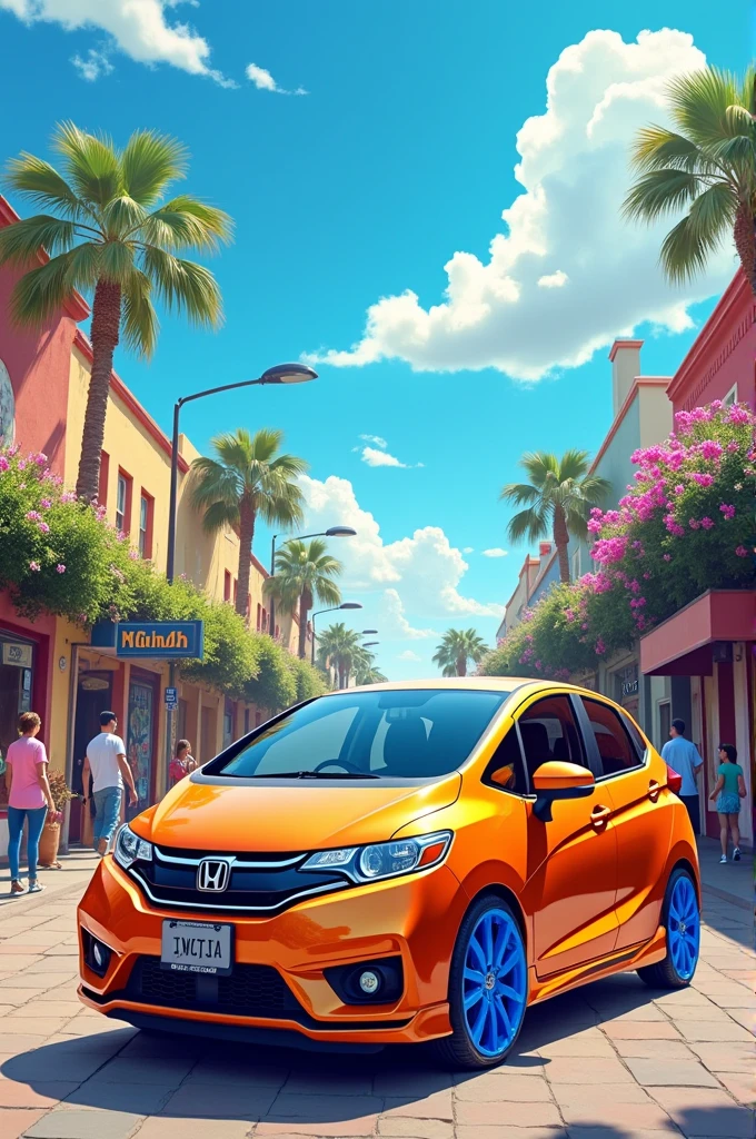 Honda Charlie, orange with blue wheels