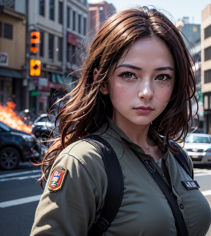 (Photorealsitic、Live-action version、​masterpiece、high-definition picture quality:1.4)、War correspondent photo、Line、female soldier、ride in an armored car、Fully equipped、Fully armed、armored troops、Hold a machine gun、scout team、Best Beautiful Girl、Elaborate face、Israeli Female Soldiers、in fighting、adrenaline、Between life and death、Desperate look、Active Shots、dynamic shot、fallen soldier、explosions、fumo、Broken Buildings、Destroyed city
