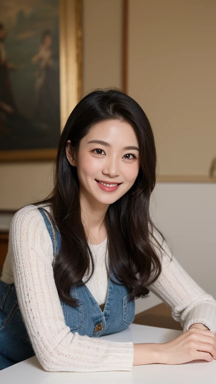 An incomparable masterpiece、top quality、female, 40 years old、smile with one&#39;s teeth exposed、japanese mature、nudity, naked, thighs