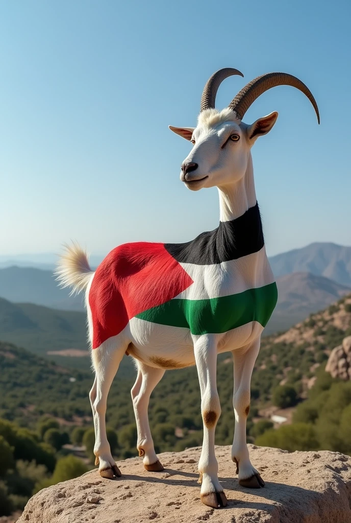 Palestine flag on body builder goat