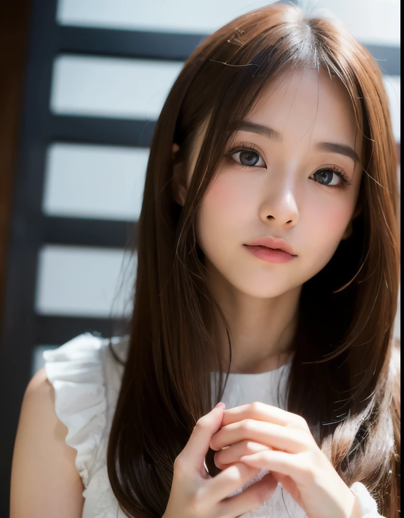 Highest quality, Face Focus, Soft Light, Ultra-high resolution, (Realistic:1.4), RAW Photos,
1 Japan, alone, cute, (pupil, Light in your eyes), Beautiful face in every detail, (Small box),(High resolution detail of human skin texture),
(Long Hair),
indoor,
Damask Shirt Dress,
(Portraiture)