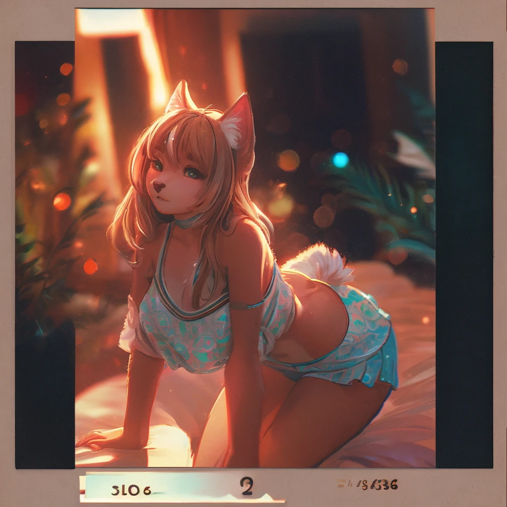 Contact Sheet,(Kishin Shinoyama style) , (blurry, bokeh:1.6) , Rule of thirds , The decisive moment , Shallow depth of field , rule of thirds , (Polaroid , lomography vivid color negative film , Cross Process , soft focus , high key:1.5) , (Out of focus) , realistic hairy fur , round eyes , looking away , 1970s artistic Photo album , mature lady , inside Luxury hotel room , bare body line , Sexy hand movements , A pose that accentuates the curvy body line , hide private parts , (A pose that hides the private parts) , Film Sprocket , (non-nude erotica,lingerie:1.2)