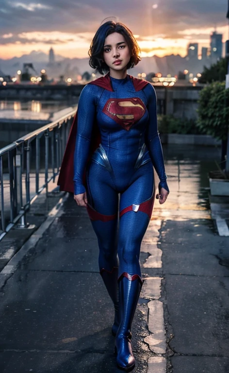 1girl, (twilight), short hair,
(looking at viewer,( lip biting )), supergirl, cityscape, (flying),blue sky,cloud,parted lips,blue tights and boots,
intricate details,highly detailed,shiny hair,shiny skin,8k resolution,( full body)