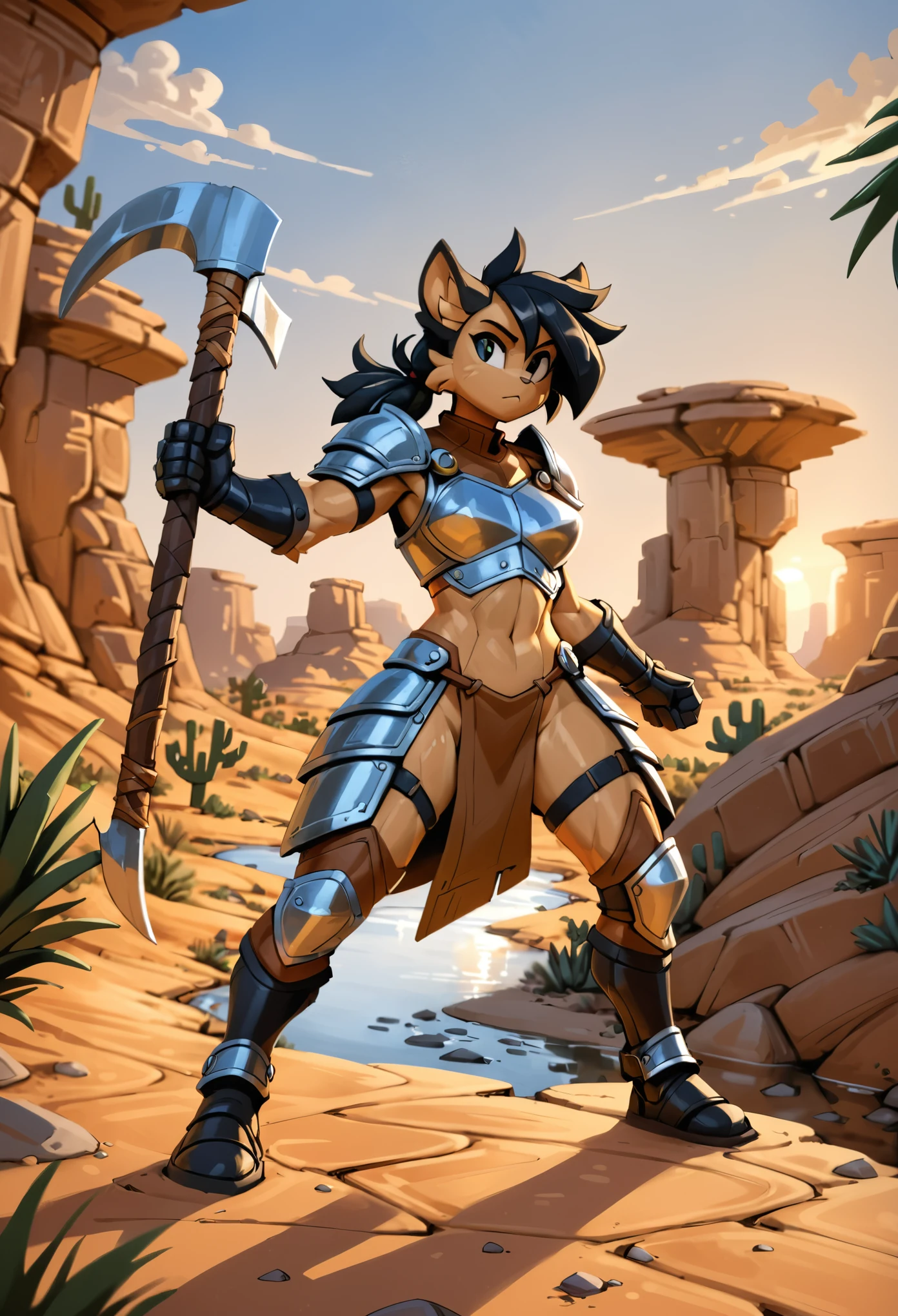 front view, best quality,  

outdoors, lush desert, water, full body, 1girl, solo, RoryCeehaz, RoryArmor, green, gloves, black gloves, shoulder armor, breastplate, expressionless, furry, muscular, fighting stance, holding axe, holding weapon


[by Alex Timmermans:by jaynaylor:0.5],
detailed background, detailed foreground, depth of field, ambient silhouette, backlighting,

