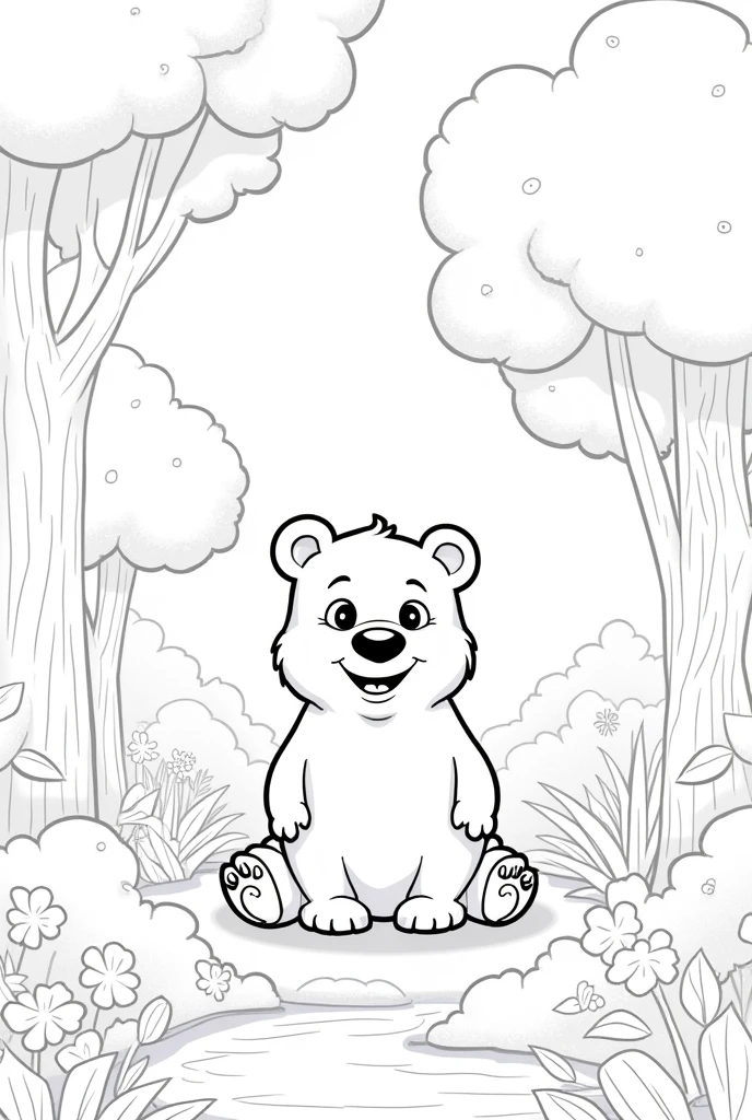 give the picture so that it is in the coloring book of an bear animal