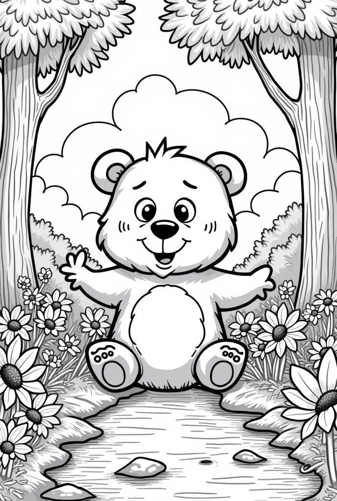 give the picture so that it is in the coloring book of an bear animal