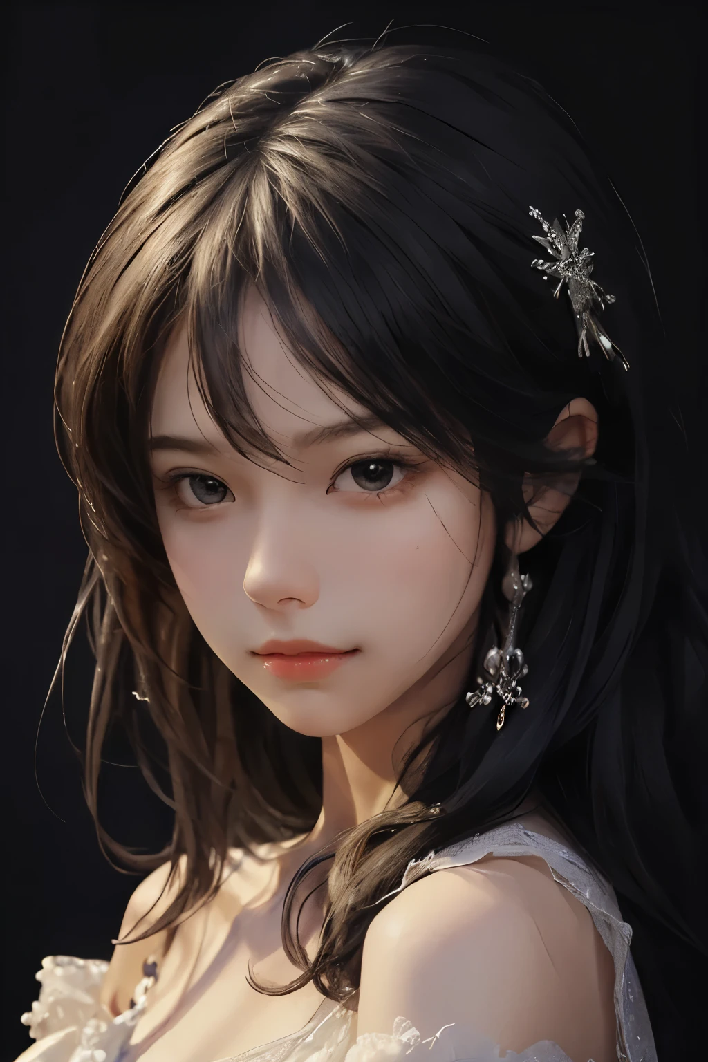 best quality,masterpiece,ultra high resolution,(lifelike:1.4),1 girl,Shoulder,charming,looking at camera,