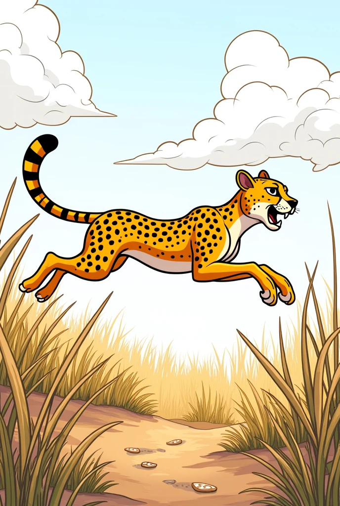 give the picture so that it is in the coloring book of an cheetah animal