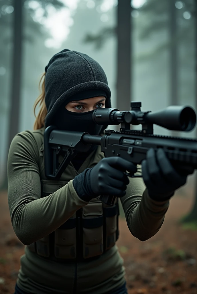 Masked female sniper headshot