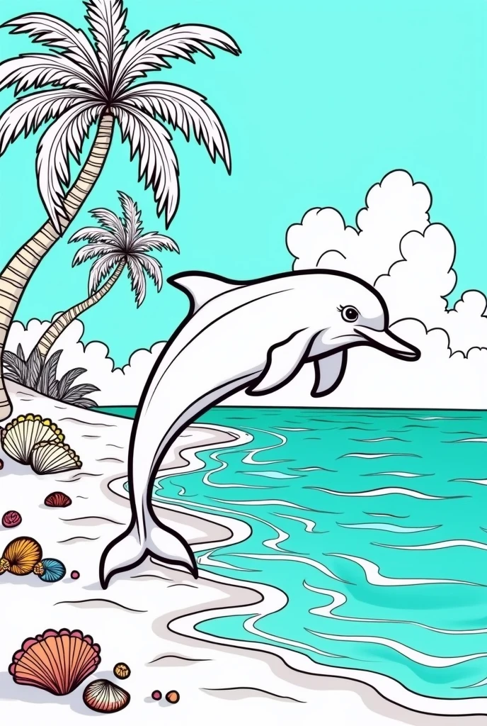 give the picture so that it is in the coloring book of an dolphin animal