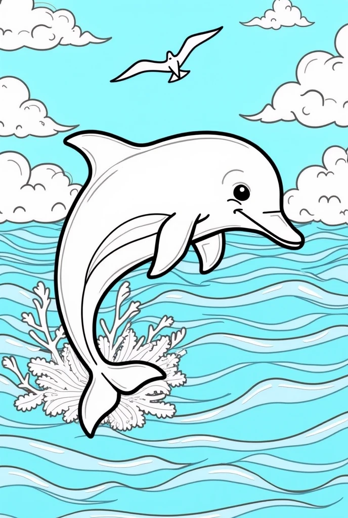 give the picture so that it is in the coloring book of an dolphin