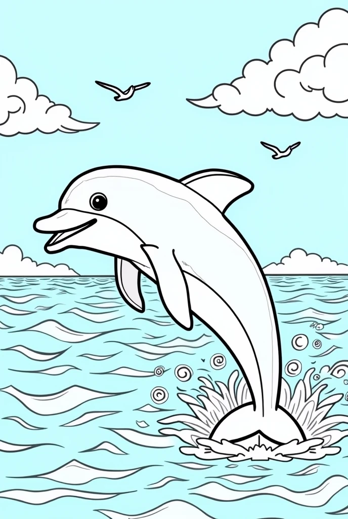 give the picture so that it is in the coloring book of an dolphin