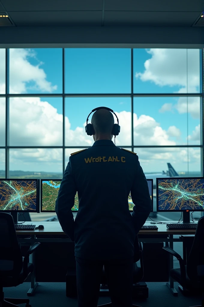 Create an image of an air station operator.

He is similar to an air traffic controller.

He is also a third sergeant of the Brazilian Air Force. 