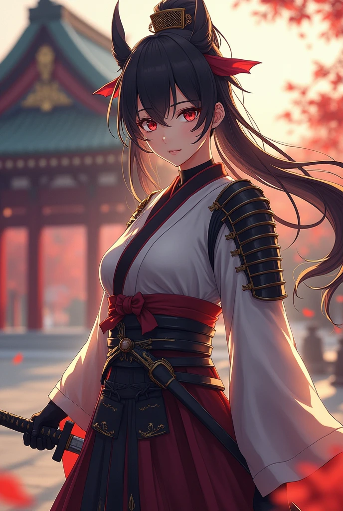 (best quality), (masterpiece), (Ultra-high resolution), (Clear face), (Reality: 1.4), (perfect lighting),(photorealistic:1.30), anime wallpaper, Guviz style artwork , fantasy cover up to magic , by Yang J, Guviz, beautiful artwork illustration, beautiful digital artwork, beautiful digital illustration, Li Song, beautiful anime portrait, art style at Beauvot,illustration, ethereal and beautiful, highly detailed, CG, unity, 8k wallpaper, Amazing, fine detail, official art, highly detailed CG unity 8k wallpaper,absurd, extremely absurd, large file size, highly detailed , high resolution, very detailed,beautiful girl with details, very detailed eyes and face, beautiful detailed eyes,light on the face,cinematic lighting, A female samurai, a Japanese temple, realistic, (full body:1.3), (looking at viwer), Holding a katana, Wearing a mask, Fair skin,