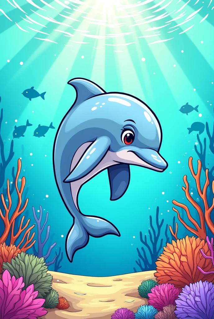 give the picture so that it is in the coloring book of an dolphin