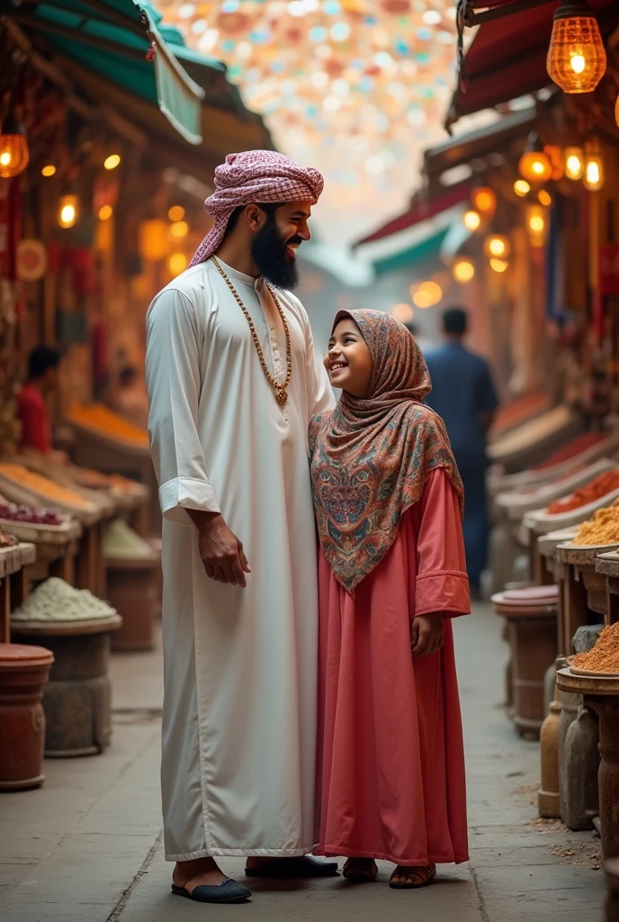Muslim man and chubby Muslim girl