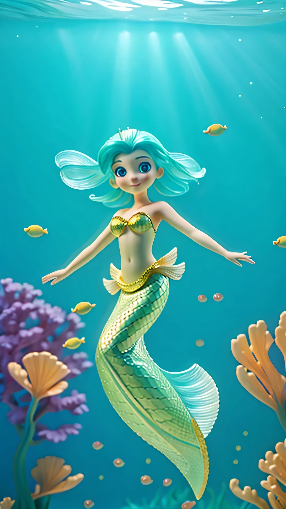 mermaid at the bottom of the sea