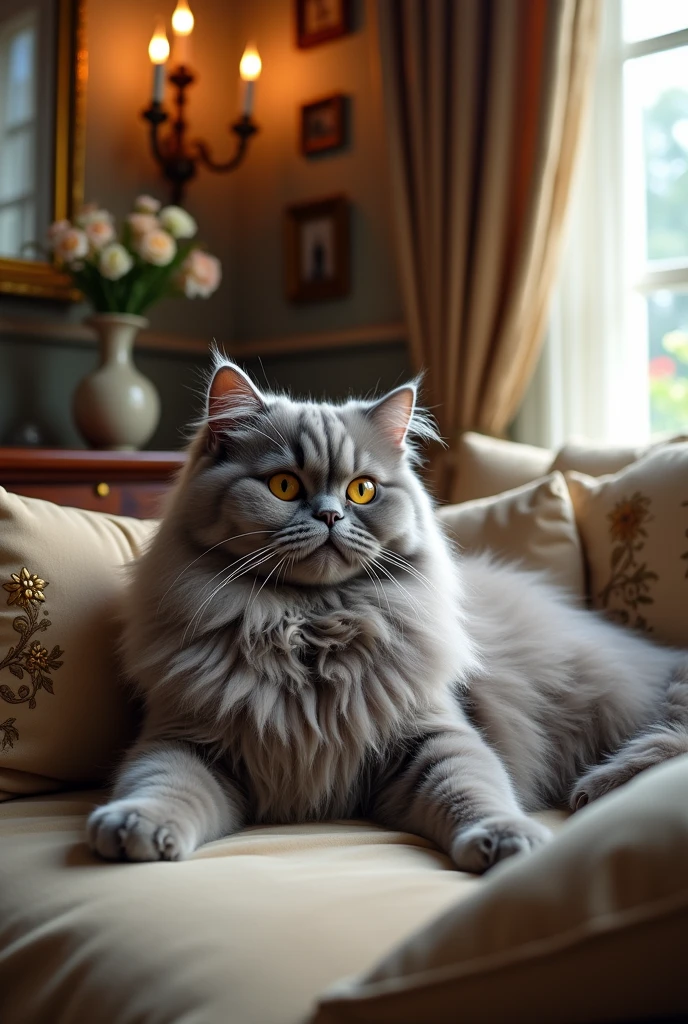 Gray and fluffy Persian cat