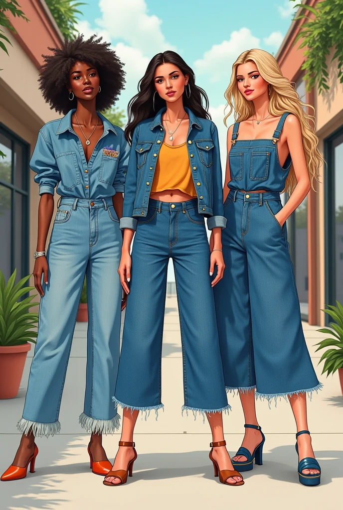 Create fashion illustration 3D designs denims organic fabrics collection for US based fashion Buyer womenswear casuals wear ensembles.