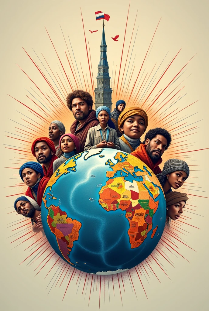 Poster Concept: Interconnected World
Visuals:
* A globe at the center, representing globalization.
* Overlapping images of diverse people , symbolizing the nation.
* A building or flag representing the state, emerging from the globe.
* Connecting libes between these elements , emphasizing interdependence.
Remember: The design should be visually appealing and easy to understand, conveying the message effectively.