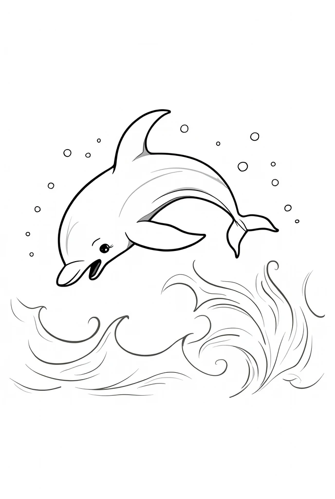 coloring illustration of dolphin without color