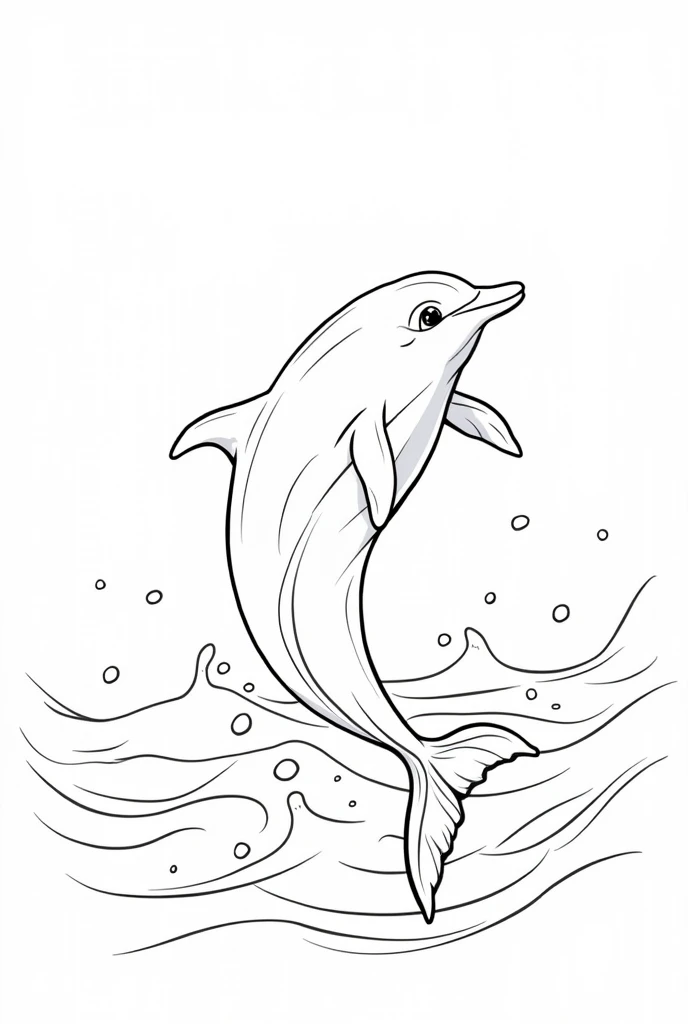 coloring illustration of dolphin without color