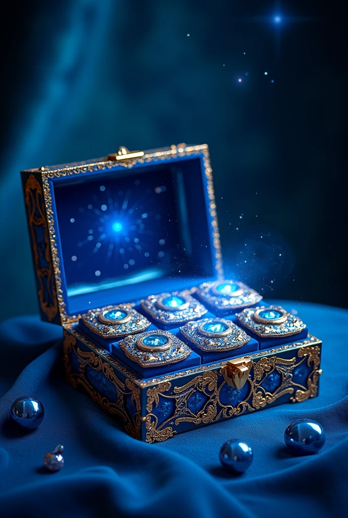 9-Grid Exquisite Treasure Box,Blue,Luxury, High-End, Refined,Pandora's Box