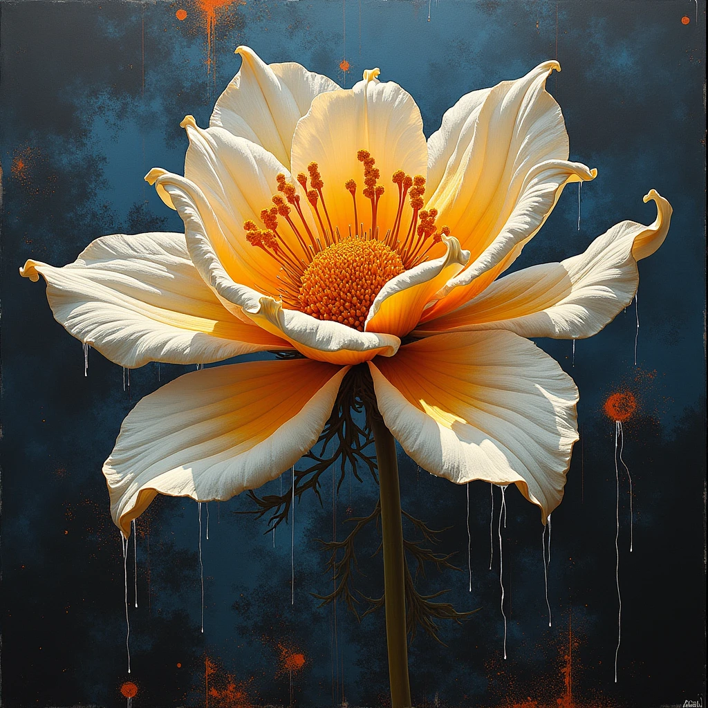Best quality, masterpiece, super high resolution, Banksy stil, Mercedes something electric with electricity, flower, futuristic, Electrified EQE