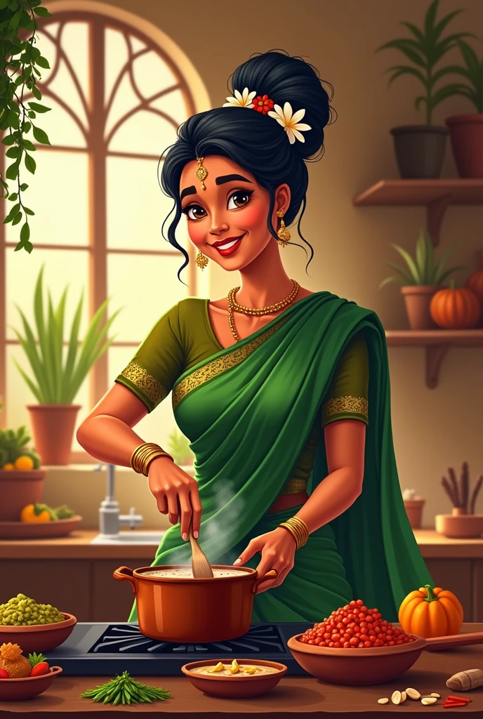 A south Indian mom cooking food logo