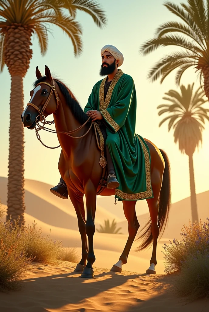 imagine a Muslim scholor on Arabic horse 