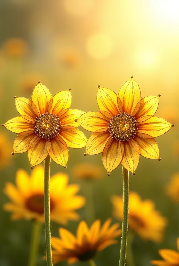 earring rendering of 3D modeling sunflower earrings with yellow gems