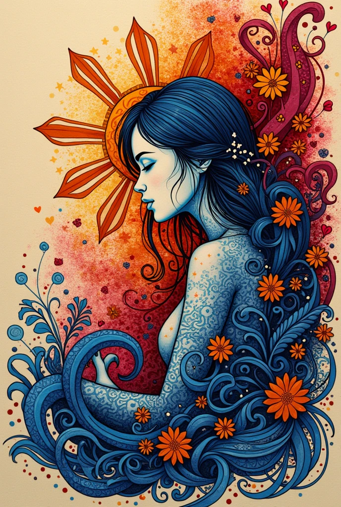 Create me an simple zentangle art with Philippine flag on it and different pattern in zentangle art and also depicts the love of pilipino in art in a bind paper