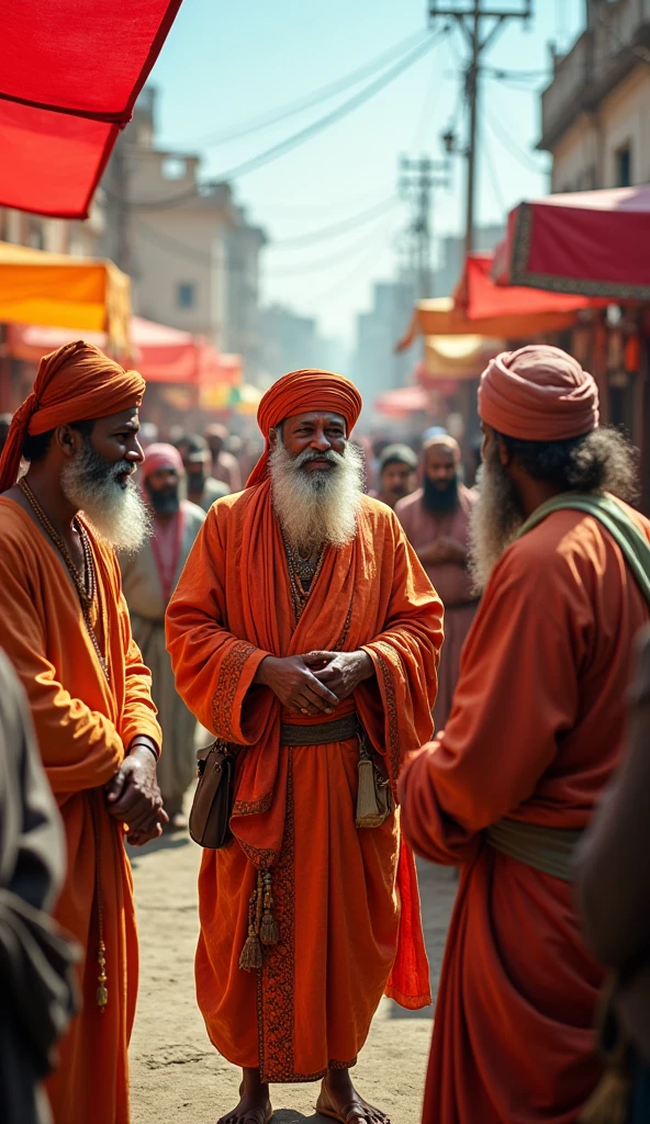Pundit ji meeting various gurus, who are all shrugging their shoulders"
