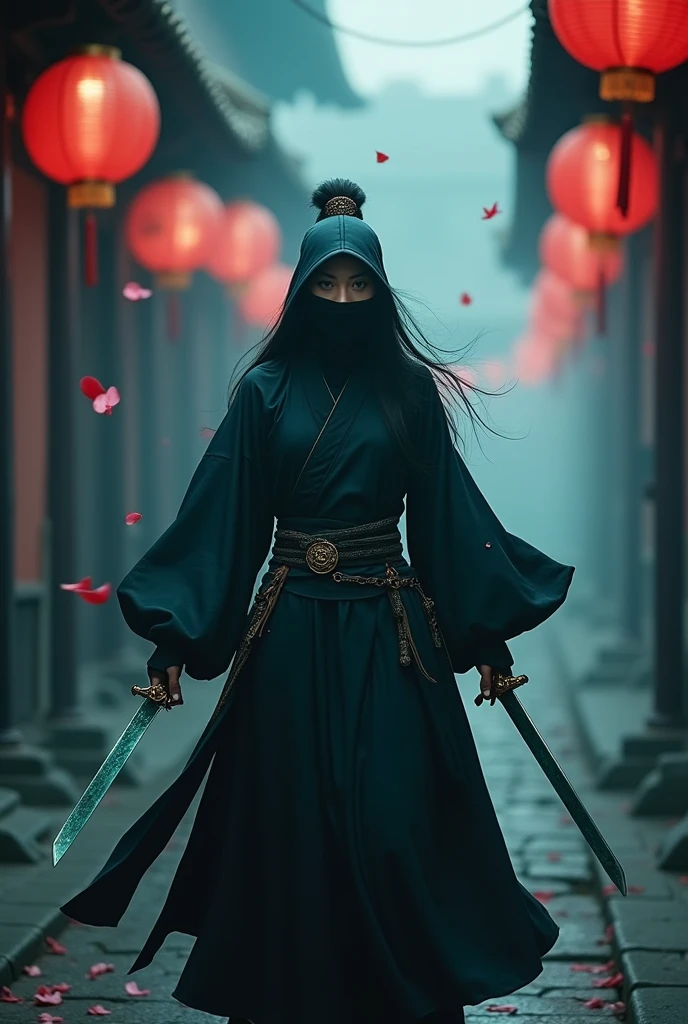 Masked Chinese female assassin beheads her enemy