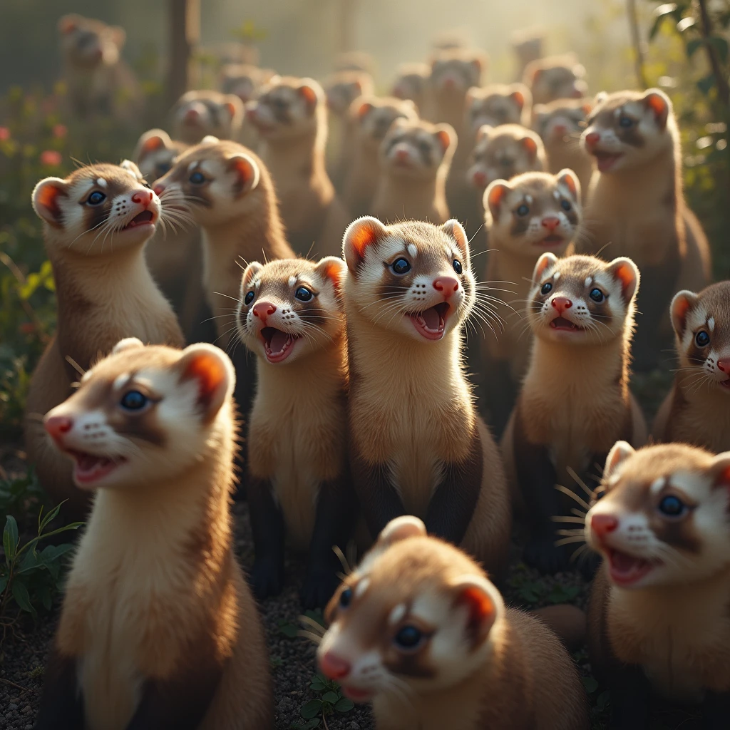 A swarm of ferrets