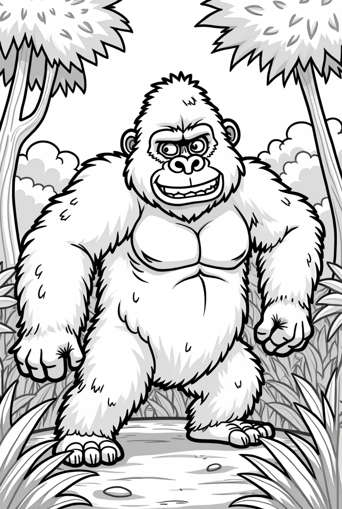 give the picture so that it is in the coloring book of an Gorilla animal