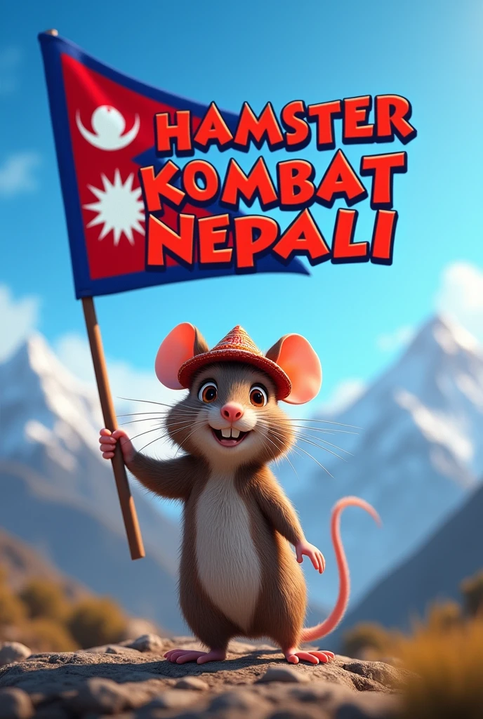 Mouse waving Nepali flag and text Hamster Kombat Nepali for YouTube cover photo